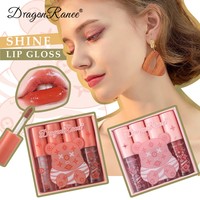 Gloss à lèvres végétalien en gros, lot de 4 gloss nacrés hydratants et repulpants à fines paillettes