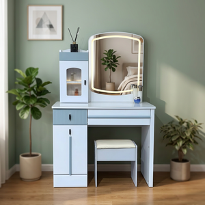 Table de maquillage moderne sur pied avec rangement, durable et écologique, pour chambre à coucher - Product Image 2