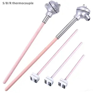 High temperature 1600C ceramic probe thermocouple type S B R type platinum rhodium thermocouple for furnace use