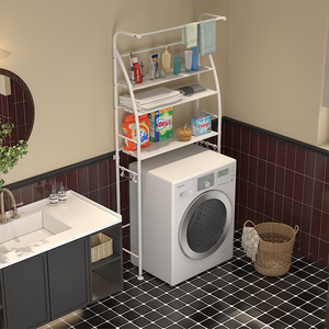 Vente en gros de support pour lave-linge de salle de bain support de <span class=keywords><strong>rangement</strong></span> en métal à trois niveaux peu encombrant support de <span class=keywords><strong>rangement</strong></span> pour lave-linge - Product Image 1