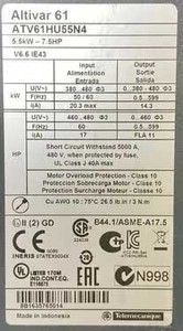 Variateur de vitesse original ATV61HU55N4-5.5kW-7.5HP-480V PLC PAC et contrôleurs dédiés - Product Image 5