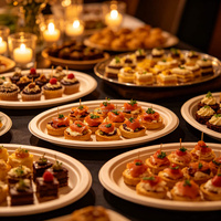 Assiettes en papier ovales jetables, plateaux de service pour buffets, traiteur, barbecue et fêtes
