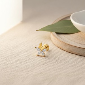 HGC 316 <span class=keywords><strong>L</strong></span> 16G 18G 14G <span class=keywords><strong>Piercing</strong></span> Hélix à dos plat et <span class=keywords><strong>Piercing</strong></span> Labret papillon avec Zircon Cubique, Bijoux d'oreille tendance pour femme - Product Image 2