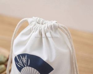 Bolsa de Lona de Algodón Blanca con Cordón, Impresa Personalizada, Ecológica, Reciclable, con Logotipo Personalizado, para Envasado de Frutas y Alimentos - Product Image 3