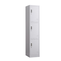 Armoire de rangement en acier gris clair pour dortoir, armoire à vêtements pas chère à 3 portes, casier en fer pour le personnel scolaire