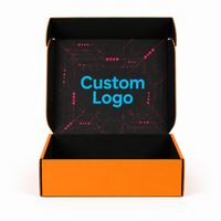 Boîte d'expédition en carton ondulé noir mat imprimé avec logo personnalisé pour les petites entreprises