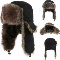 Sombrero Ushanka de estilo invernal para hombre, sombrero Lenin de piel de conejo con orejeras a prueba de viento, estilo Retro DE LA URSS