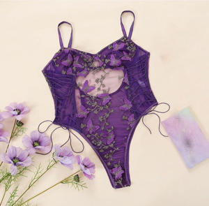 Großhandel Mesh Lace Stickerei Hosenträger Frauen Sexy Unterwäsche Set Bodysuit Damen Dessous Jumps uit Pyjamas - Product Image 6