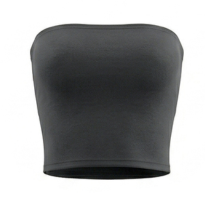 Viviblook D26ST119 Ensemble pantalon d'été pour femme Nouveau ensemble deux pièces décontracté couleur unie avec crop top sans bretelles et pantalon droit à cordon de serrage - Product Image 6