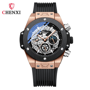 Reloj Cronógrafo Luminoso CHENXI 949 con Remaches Geométricos, Fase Lunar y Multifunción, Reloj de Pulsera de Cuarzo para Hombre para el Mercado Internacional - Product Image 6