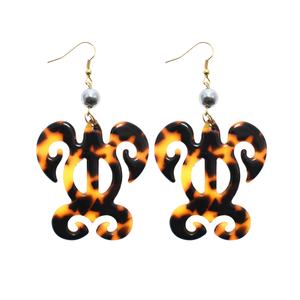 تصميم جديد رائج للأقراط من الأسيتات والأكريليك والسيلولويد، أقراط لؤلؤ تاهيتي سائبة، أقراط على شكل صدفة السلحفاة - Product Image 2