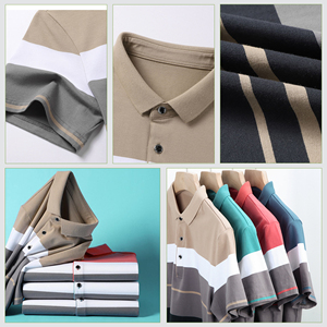 Polo d'été personnalisé pour <span class=keywords><strong>homme</strong></span> avec logo, 100 % coton, rayé, anti-boulochage, coupe ajustée, décontracté, style business, pour dirigeant - Product Image 4
