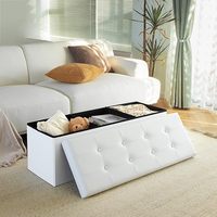 Banc de rangement pliable multifonction de grande capacité pouf couvercle amovible carré Double diviseur bouton d'économie d'espace