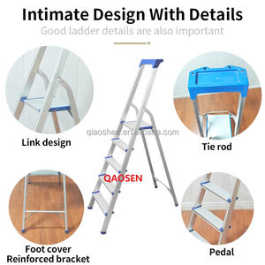 ถาดเครื่องมือสีดำสำหรับใช้ในบ้านบันไดพับอลูมิเนียม2/3/4/5/6/7/8ขั้นพร้อมราวจับการออกแบบที่ทันสมัยการเข้าถึงอพาร์ทเมนต์/ คลังสินค้า - Product Image 2