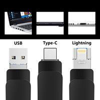 Llavero 3 en 1 OTG USB 3.0 de Metal de Alta Velocidad para iPhone con Almacenamiento de 32GB/128GB y Caja de Venta al por Menor
