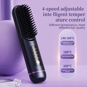 迷你加热陶瓷发梳 LED 显示屏 3 档温度可调 快速加热 无线 USB 电池 车载直发器 - Product Image 6