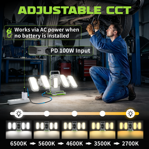 Lámpara de Trabajo LED Inalámbrica, 5 LED, Batería de 4 Ah, 4 Paneles Plegables, Portátil, 10000 lm, para Reparación de Automóviles, Garaje, Taller - Product Image 5