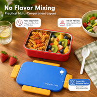 Boîte à lunch en plastique Bento, étanche, micro-ondable, 600 ml, récipient alimentaire avec fourchette pour enfants, école, bureau