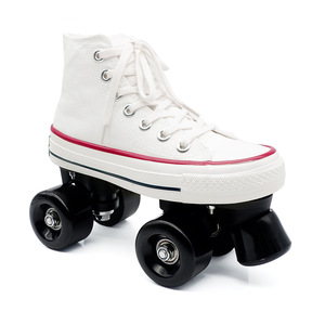 Patins à roulettes <span class=keywords><strong>quad</strong></span> pour hommes et femmes, en stock d'usine, avec roues lumineuses en PU, chaussures en toile et semelle en caoutchouc - Product Image 6