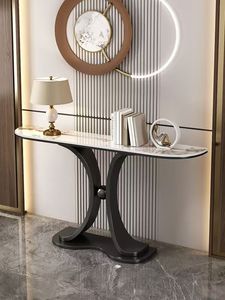 Tavolo <span class=keywords><strong>Console</strong></span> Moderno in Metallo, <span class=keywords><strong>Design</strong></span> di Lusso con Piano in Pietra, per Soggiorno e Corridoio Molto Stretto - Product Image 5