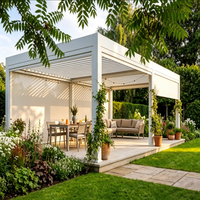 Pergola de terrasse moderne en aluminium à commande intelligente, toit à lames réglables, écrans rétractables intégraux, écologique, thermolaqué 6