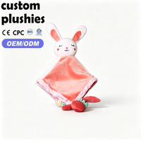Couverture en peluche pour bébé, motif lapin rose mignon, avec longues oreilles et visage brodé, vente en gros d'usine
