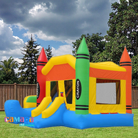 5-en-1 Sports Ball Themed Bounce House Combo Jumping Castle avec toboggan Combo gonflable extérieur avec cerceaux de basket-ball