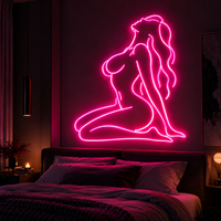 Enseigne néon LED en acrylique transparent découpée sur mesure, motif contour de fille sexy, boîte lumineuse néon murale pour club et bar