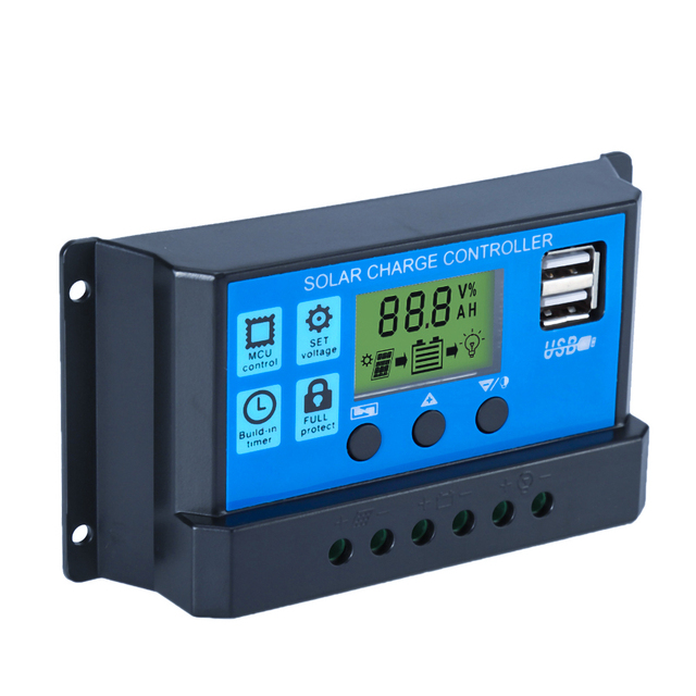 Wholesale Custom Logo 12v 24v 10a 20a 30a 50a 60a Charger Manual PWM Solar Charge Controller With LCD USB