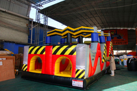 Parcours d'obstacles gonflable commercial avec toboggan d'escalade pour enfants et adultes, location pour événements en plein air