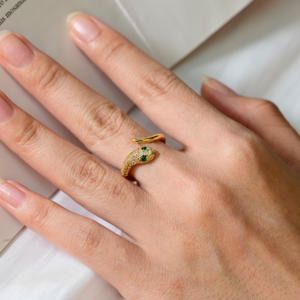 Cincin jari susun Zircon Boho dapat diatur buku jari ular emas Set Vintage Goth Serpentine cincin perhiasan untuk Partis Serpiente - Product Image 4
