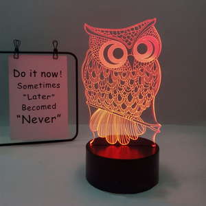 Lustiges Licht Crack Base 3D USB Schöne Eule Tisch lampe Schreibtisch lampe Acryl Beleuchtung Design Nachtlicht Licht LED Raum Home Decor - Product Image 5