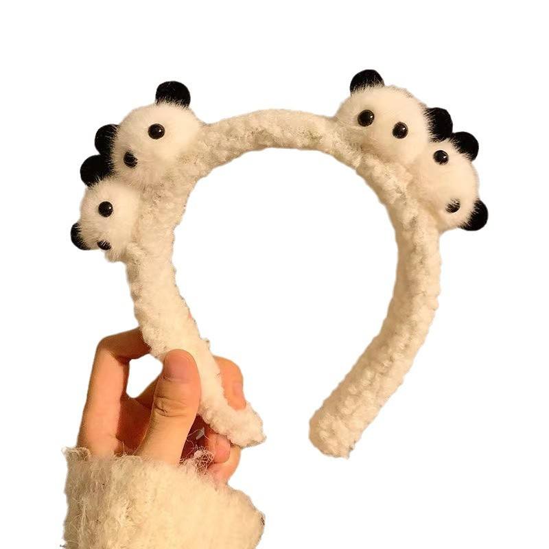 Internet Celebrant Cute Panda Hair Band Bear Plush Face Wash All-Match Furry Headdress Customizable Headband