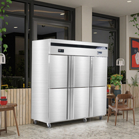 Congélateur-chiller commercial à 6 portes, vertical, en acier inoxydable, à refroidissement par air, pour restaurant et cuisine centrale