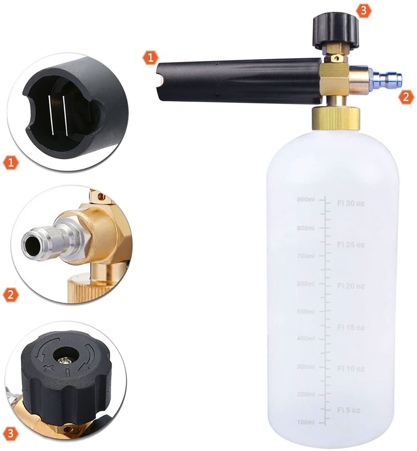 Car Washer Snow Foam Generator Lance Soap Gun Washer With Adjustable Nozzle Sprayer