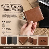 Dompet Pria untuk Grafir, Tempat Kartu Kredit, Dompet Kulit PU Custom untuk Pria, Tipis, Kosong, Dapat Dipotong dengan Laser