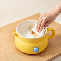 Casserole électrique portable 1,5 L, mini-casserole, intérieur antiadhésif, poêle électrique avec cuiseur vapeur pour la maison, le bureau, le dortoir, l'extérieur