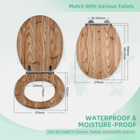Couvre-siège de toilette en bois massif de sapin chinois aromatique de 18 pouces, fixation supérieure en alliage de zinc, dégagement rapide, fermeture douce avec grain de bois naturel