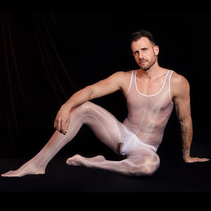 <strong>Men's</strong> Sexy Low-Rise <strong>Crotchless</strong> Bodystocking Spandex/Nylon Lingerie Breathable Body Stockings Trample Feet - Product Image 2