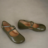 Chaussures décontractées en cuir pour femmes à talon bas, confortables, à boucle double horizontale, couleur unie, bout rond, idéales pour le quotidien et le shopping