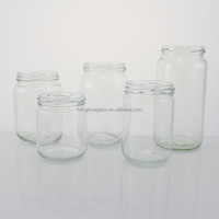 Pot en verre rond de 1000 ml, 1 litre, 32 oz, 1 L, pot de conservation en verre pour la mise en conserve des aliments, pot pour cornichons, ghee, confiture, miel, avec couvercle en métal