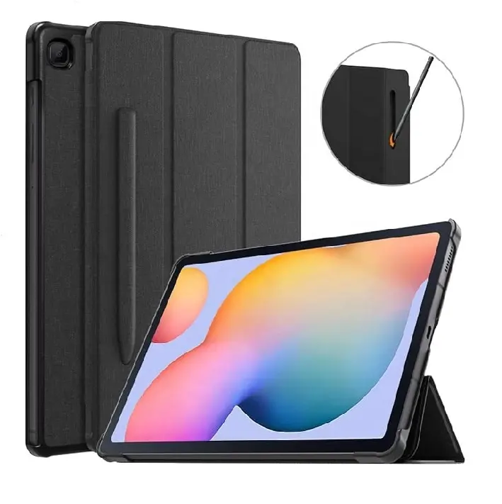 Moko Pen Holder Slim Tri-Fold Soft TPU Cover Auto-Wake Tablet Phone Stand Cover Case for Galaxy Tab S6 Lite 10.4 Inch