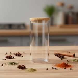 Tarro de Almacenamiento Pandoo con Tapa de Bambú, Paquete de 12 Unidades, Recipiente de Vidrio Transparente para Uso en la Cocina - Product Image 3