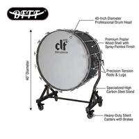 Factory Price 40" Premium Lacquer Finish Orchestral Bass Drum DFTF-4018-1 with 360° Swivel Stand Concert Percussion Instrument