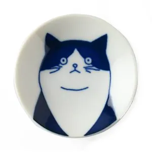 จานเซรามิกลายแมวสีน้ําเงินอาหารเย็นสไตล์ญี่ปุ่น - Product Image 1
