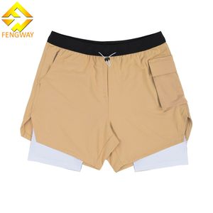 Personnalisé 2-en-1 Double Couche <span class=keywords><strong>Combi</strong></span>-<span class=keywords><strong>Short</strong></span> Pantalon à Cinq Points Hommes Casual Solide Motif Sportswear Gym Running Shorts Style Cargo - Product Image 5