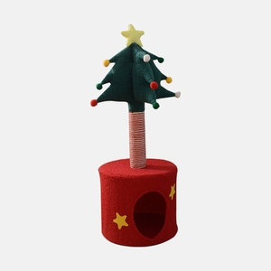 Griffoir de Noël pour chat, meuble de luxe en bois, tour-nid de style moderne, grand arbre à chat, colonne à griffer emballée en carton - Product Image 3