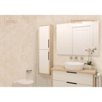 Revestimiento de Pared de PVC Impermeable de Alto Brillo, 3 mm de Grosor, 2600 x 540 mm, Color Beige Mármol, para Baño y Cocina, Uso Doméstico