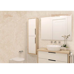 Revestimiento de pared de PVC de alto brillo 2600 x 540 mm, color beige mármol, para baño y cocina - Product Image 1