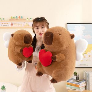 Regalo del Día de San Valentín 2025 agua conejillo de indias Capibara con corazón muñeco de peluche juguete de peluche muñeco de almohada - Product Image 5